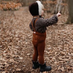 Silly Silas Teddy Footed Tights with Braces Cinnamon 6–12M